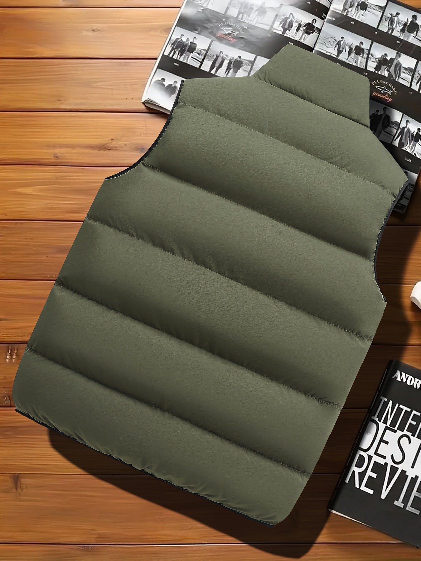 Men's Casual Sleeveless Stand Collar Vest, Thickened Warm Sweater, Autumn Winter Solid Color Zip-up Jacket, Coldproof Outdoor Top, Graphene Warmth, Fashion Webbing, Suitable for Daily Activities, Holiday Gift