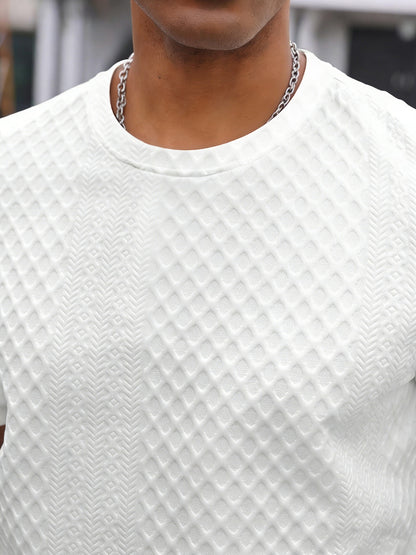 Fashionable and Simple Casual Short-sleeve T-shirt for Daily Commuting and Shopping, a Comfortable and Breathable Top for Men - ayq