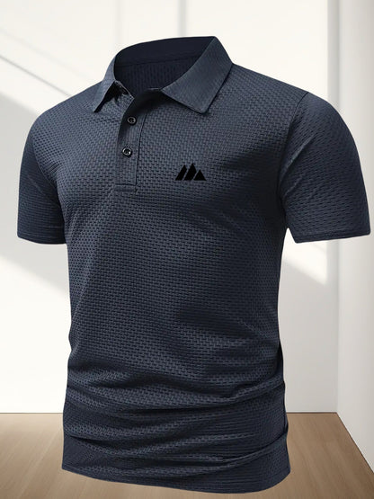 FS1128 Style Men'S Jacquard Polo Shirt with Unique Print Patterns, Casual Short Sleeves, Summer Fashion, Breathable Embossed Top, a Perfect Gift - ayq