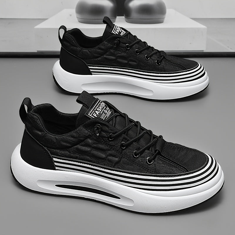 Men's Slip-On Casual Sneakers - Breathable Comfortable Low-Top Shoes with Elastic Panels, PU Upper  PVC Sole for Outdoor Hiking, Running, Daily Wear - All-Season Versatile Streetwear, Hiking Street Shoes, Modern Street Shoes