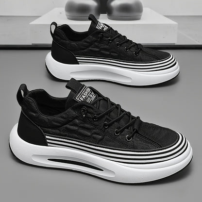 Men's Slip-On Casual Sneakers - Breathable Comfortable Low-Top Shoes with Elastic Panels, PU Upper  PVC Sole for Outdoor Hiking, Running, Daily Wear - All-Season Versatile Streetwear, Hiking Street Shoes, Modern Street Shoes
