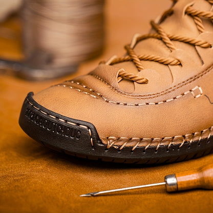 Men's Casual Hand-Stitched Rubber Sole Lace-Up Shoes