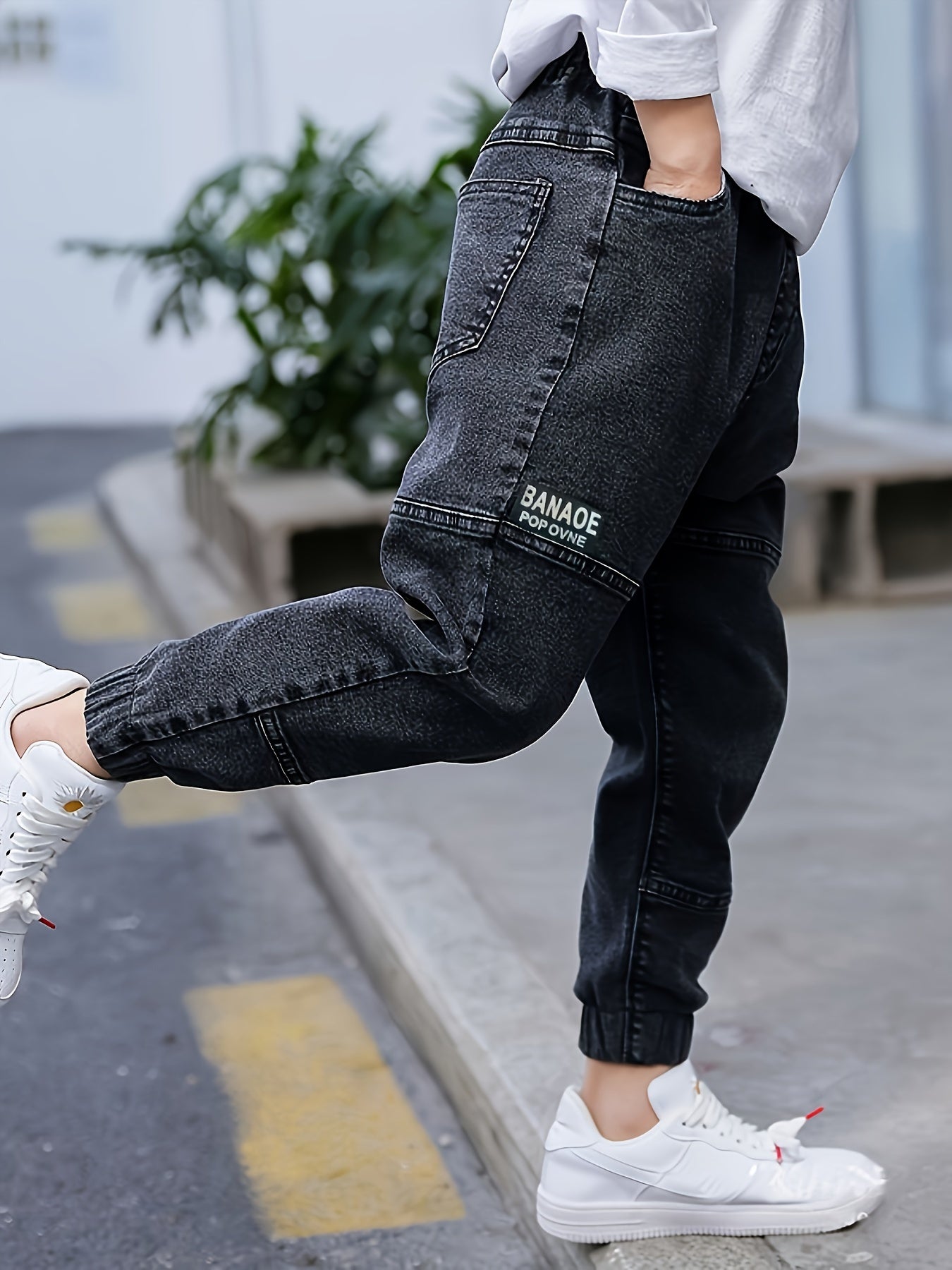 Boys' Casual Ribbed Cuff Denim Jeans for Spring/Fall