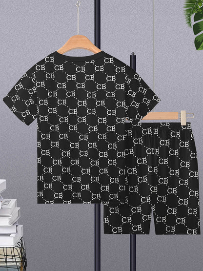 Casual Sports Suit Breathable Outdoor Casual Men's T-shirt and Five-Pants Set Summer 3D Printing Set for Adult Men