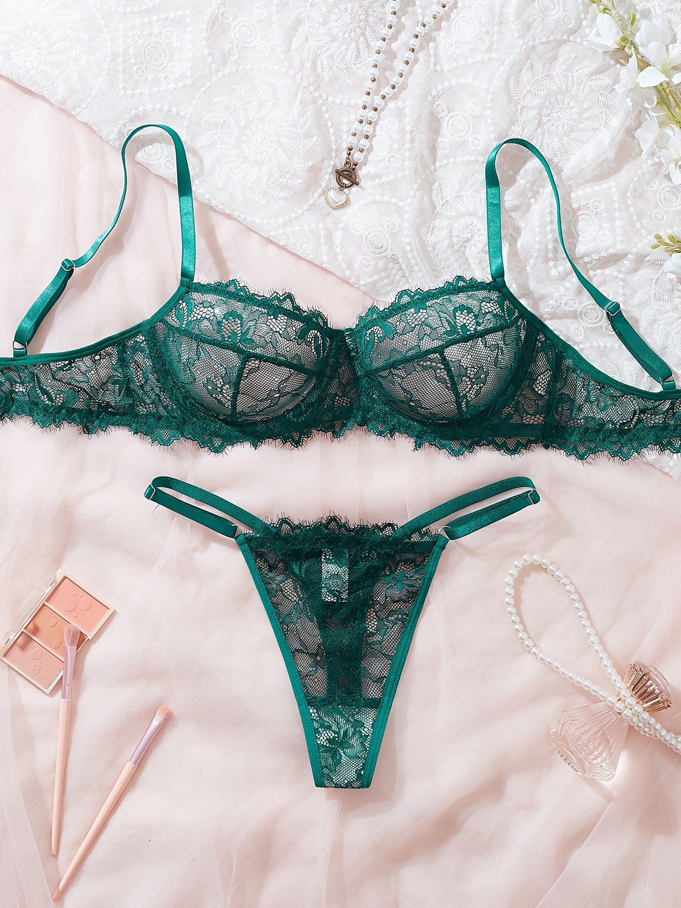 Elegant French-Style Sexy Lace Bra and Panty Set for Women