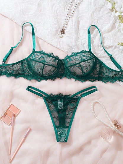 Elegant French-Style Sexy Lace Bra and Panty Set for Women