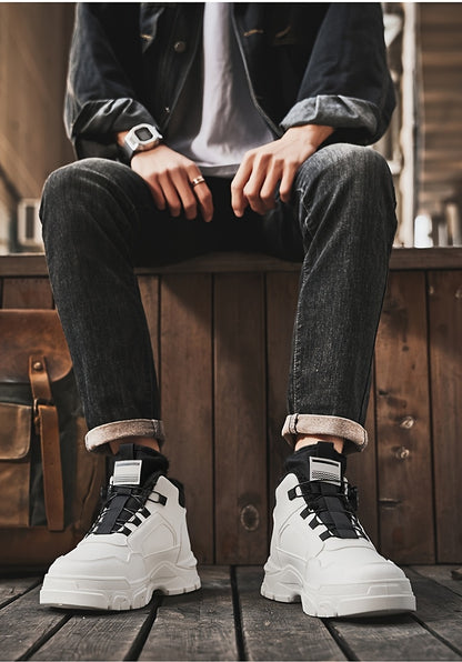 Men'S Winter High-Top Boots - Thick Warm Lace-Up Ankle Boots with Rubber Sole, Non-Slip Traction, Brown/ Color Options - Cold Weather Shoes for Everyday & Formal, Winter Boots, Formal Footwear, Retro Style, Durable Constructi