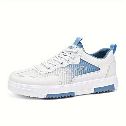 Men's Low Top Fashion Sneakers Breathable Mesh Casual Shoes with EVA Insole and Rubber Sole, Solid Color Lace-Up Sports Shoes for Men
