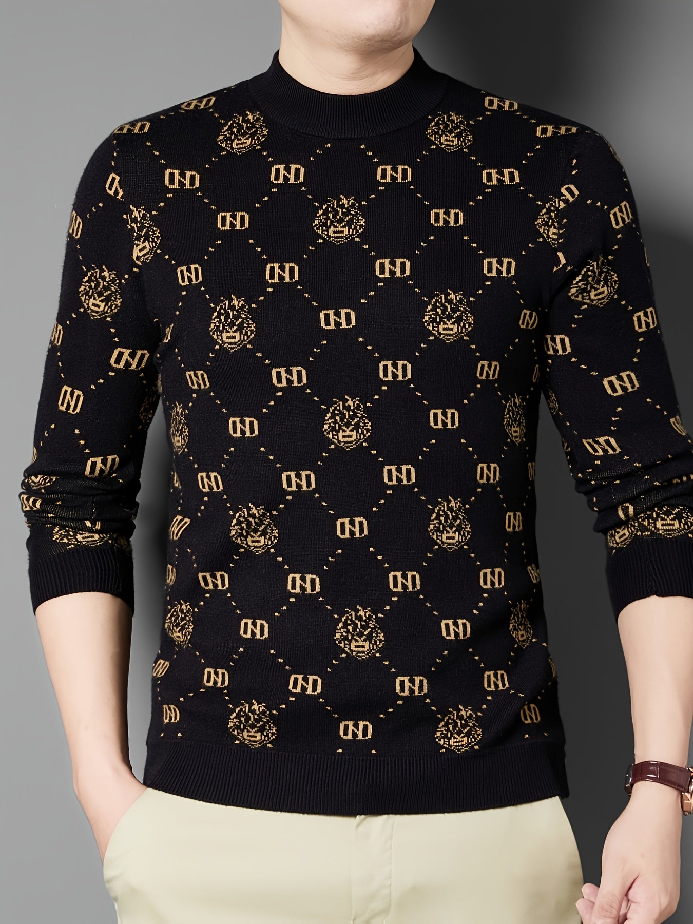 New Men'S Long-Sleeve Knitted Pullover for Autumn And Winter, Featuring Decorative Patterns on a Round-Neck Sweater. It'S a Casual And Stylish Piece That Pairs Well with Various Outfits, Perfect for Daily Wear During The Fall