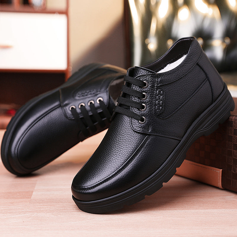 Men's Comfortable Lace-up Oxford Dress Shoes, Warm Fur Lined Business Casual Walking Shoes with Cushioned Insole and Thick Sole for All-Day Comfort