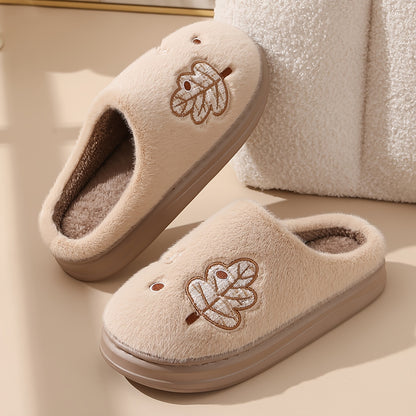 Men's Casual Cartoon Leaf Slip-On Slippers for Fall Winter