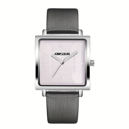 Women's Quartz Watch with Calfskin Strap and Minimalist Square Case