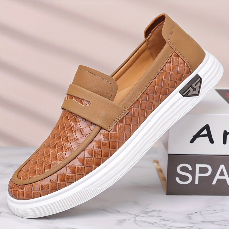 Men's Casual Slip-On Loafers in Microfiber Synthetic Leather