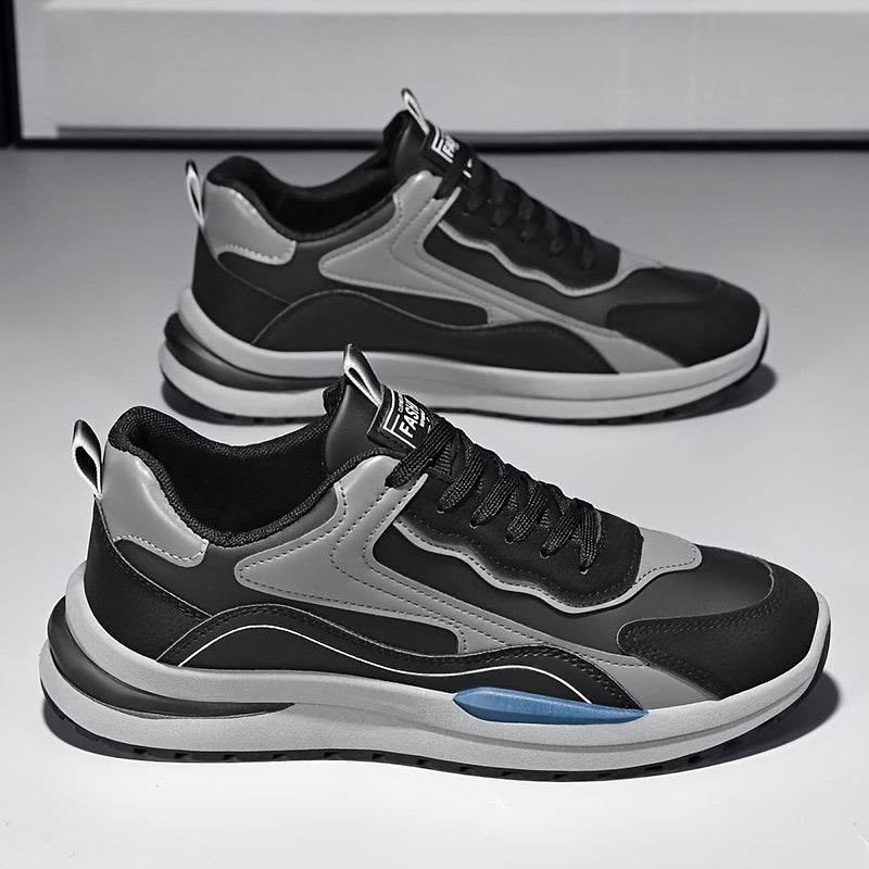 Men'S Lightweight Breathable Sneakers - Black  Gray Low-Top Lace-Up Shoes with Non-Slip PVC Sole, Durable Casual Sneakers for Running, Walking  Casual Attire, Running Shoes