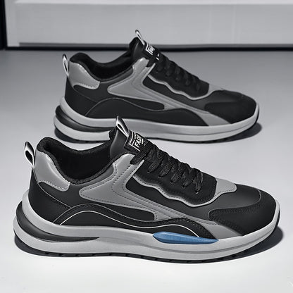Men'S Lightweight Breathable Sneakers - Black  Gray Low-Top Lace-Up Shoes with Non-Slip PVC Sole, Durable Casual Sneakers for Running, Walking  Casual Attire, Running Shoes