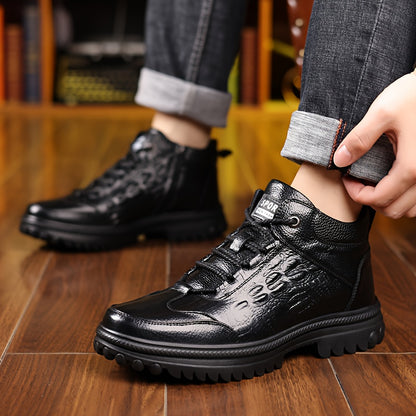 Men's Winter Lined Outdoor Work Boots, Anti-Slip High-Top Shoes