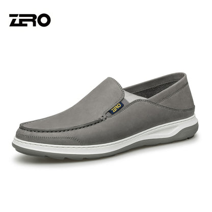 Men's Lightweight Leather Casual Loafers with Soft Heel Counter