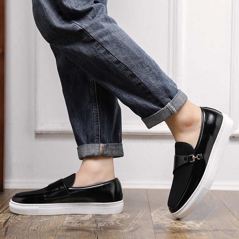 Men's British Style Loafers Casual Patchwork Slip-On Shoes