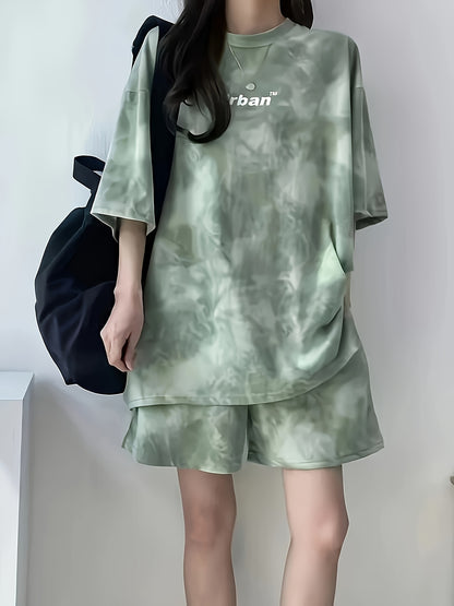 Women's Tie-Dye Loose Fit Short Sleeve Pajama Set