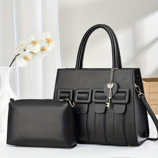 Women's Large Black PU Leather Single Shoulder Crossbody Bag