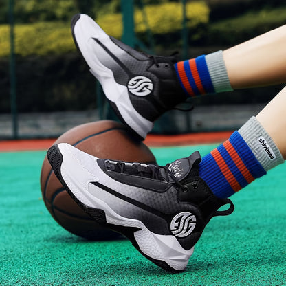 Unisex Fashion Sports Sneakers - Casual Street Athletic Running Shoes with Breathable Fabric Upper, Mid Top Lace-Up, Rubber EVA Sole, All-Season Comfort, Round Toe for Training  Basketball