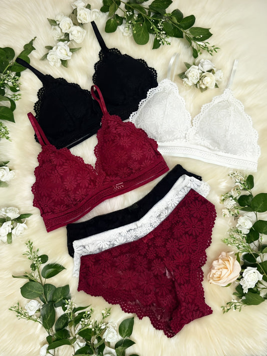 6pcs Women’s Minimalist Lace Bra and Brief Set - Breathable Comfort - ayq