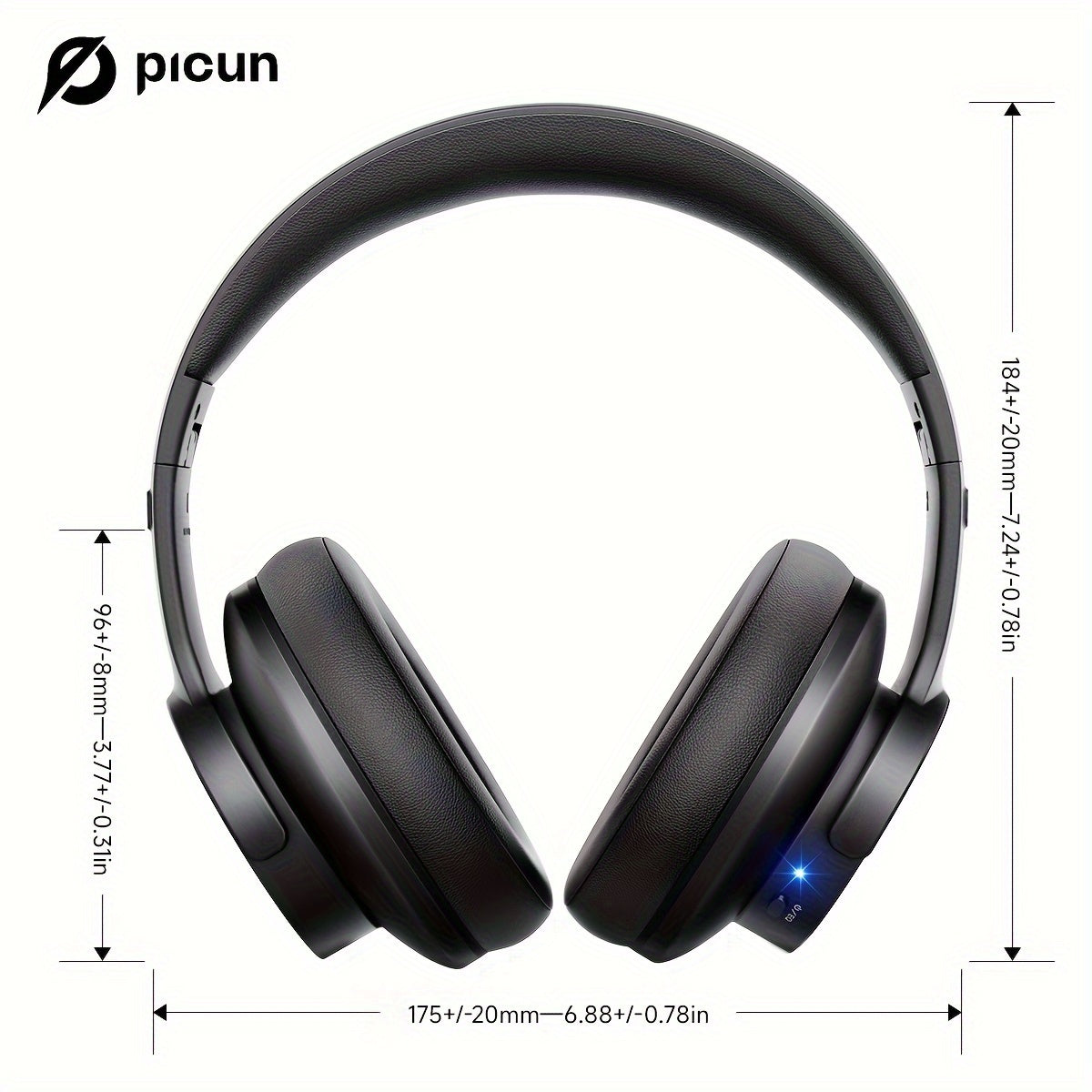 Picun Wireless Headphones, 120 Hours Headphones Wireless, Hands-Free Calls, 3EQ &Game Mode, Foldable Headphones Over Ear for Travel Home Office Cellphone PC