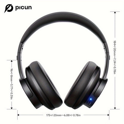 Picun Wireless Headphones, 120 Hours Headphones Wireless, Hands-Free Calls, 3EQ &Game Mode, Foldable Headphones Over Ear for Travel Home Office Cellphone PC
