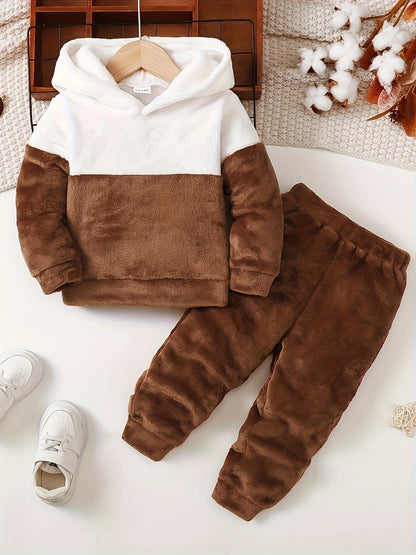 Boys' Cozy Fleece Hoodie & Pants Set - Gray & White Geometric Pattern, Long Sleeve Pullover with Hood, Soft Knit Fabric, Perfect for Fall & Winter, Casual Style, Everyday Comfort, Everyday Comfort Wear | Geometric Pattern Hoo