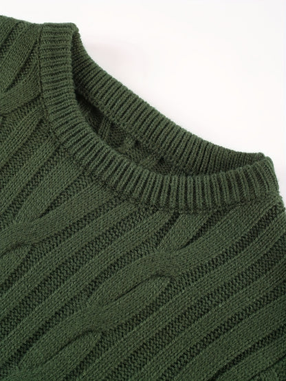 New Autumn-Winter Men's Casual Commuter Solid Color Crew Neck Knit Pullover