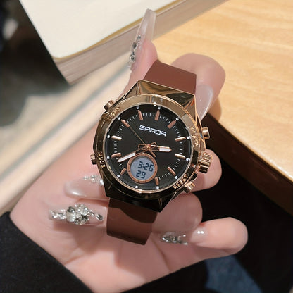 Minimalist Women's Digital Watch with Silicone Band and Alarm