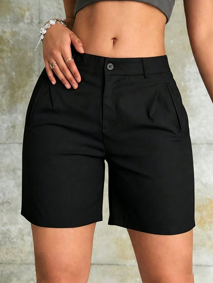 Women’s Lightweight Minimalist Suit Shorts with Pockets - Summer Casua