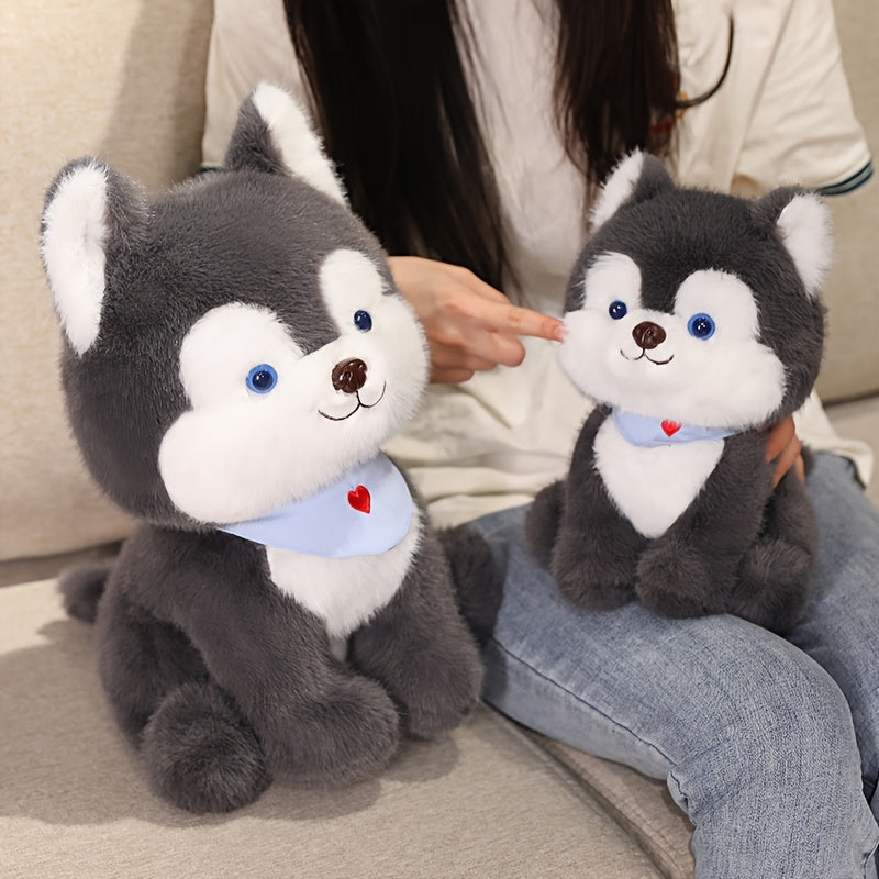 25cm/9.84in Cute Cartoon Husky Dog Plush Toy, Super Soft Stuffed Animal, Perfect Cuddly Gift for Boys and Girls, Birthday Party or Holiday Home Decor