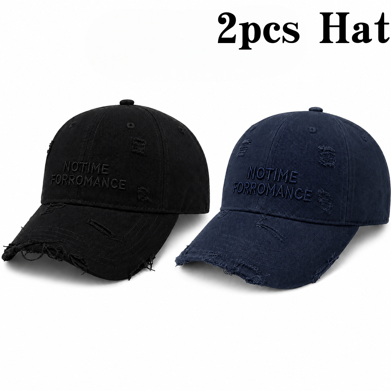 Unisex Embroidered Washed Cotton Baseball Cap with Wide Brim