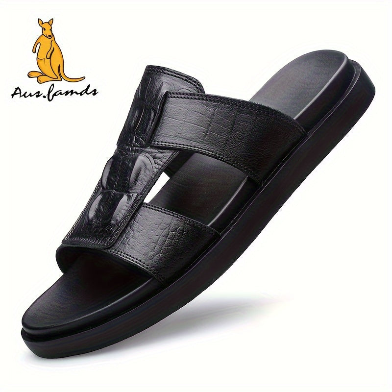 Men's Casual Cow Leather Slide Sandals - All-Season Comfort
