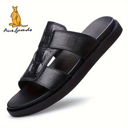 Men's Casual Cow Leather Slide Sandals - All-Season Comfort