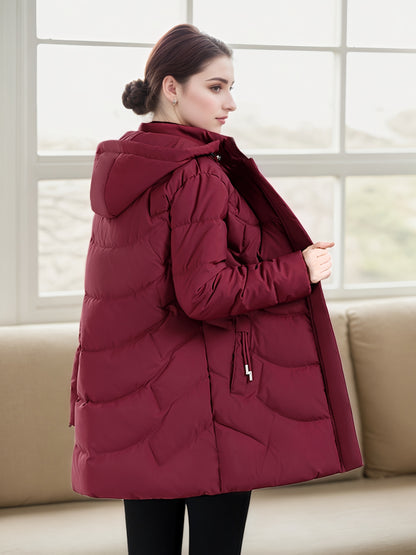 Women's Elegant Winter Jacket - Shearling-Like Bead-Like Button Closure Coat, Puffer-Free, Hand Washable Long Sleeve Outerwear for Cold Weather (Casual & Formal) - Black Jacket Without Belt/Hardware (Ready-to-Wear), Winter Ja
