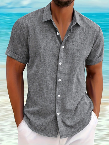 Men's Summer Casual Button-Up Short-Sleeve Cardigan Shirt