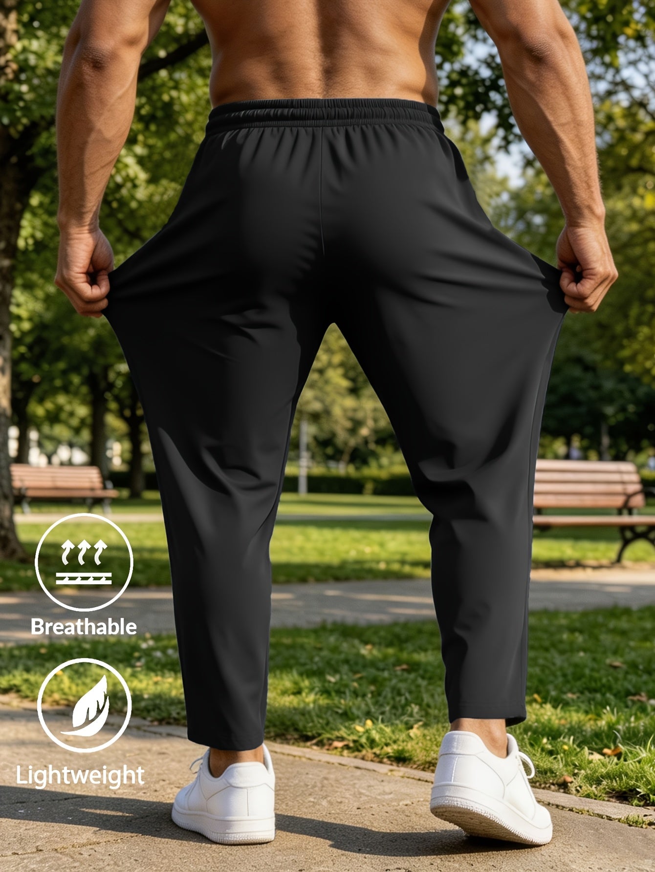 Men's Lightweight Stretch Casual Pants with Drawstring Waist