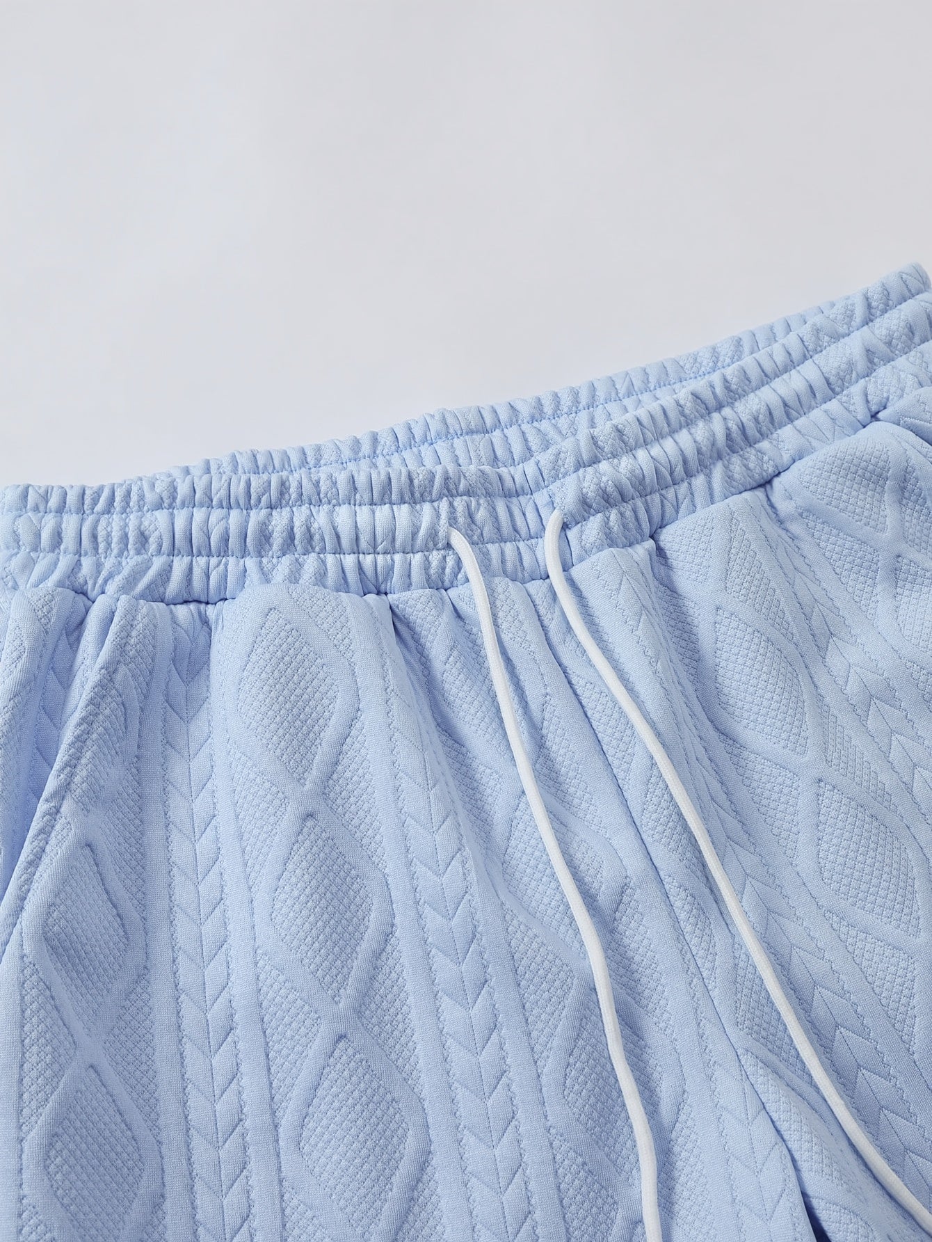Men's Set Shirt Short Sleeve Shorts Thick Solid Color Knit Jacquard Casual Comfort High-Quality Two-Piece Set