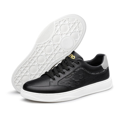 Men's White Cowhide Leather Sneakers Lightweight Casual Style