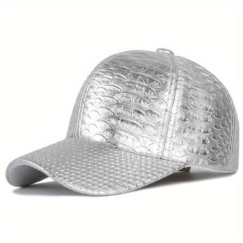 PU Leather Crocodile Pattern Baseball Cap for Street Style