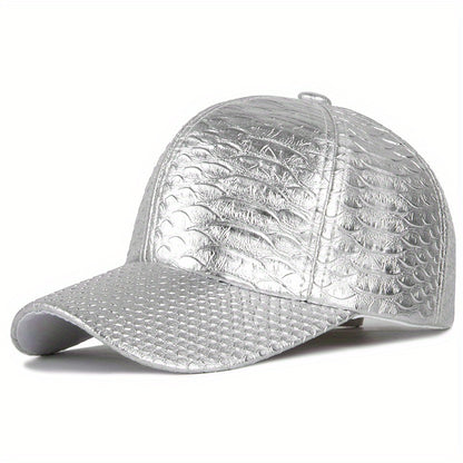 PU Leather Crocodile Pattern Baseball Cap for Street Style