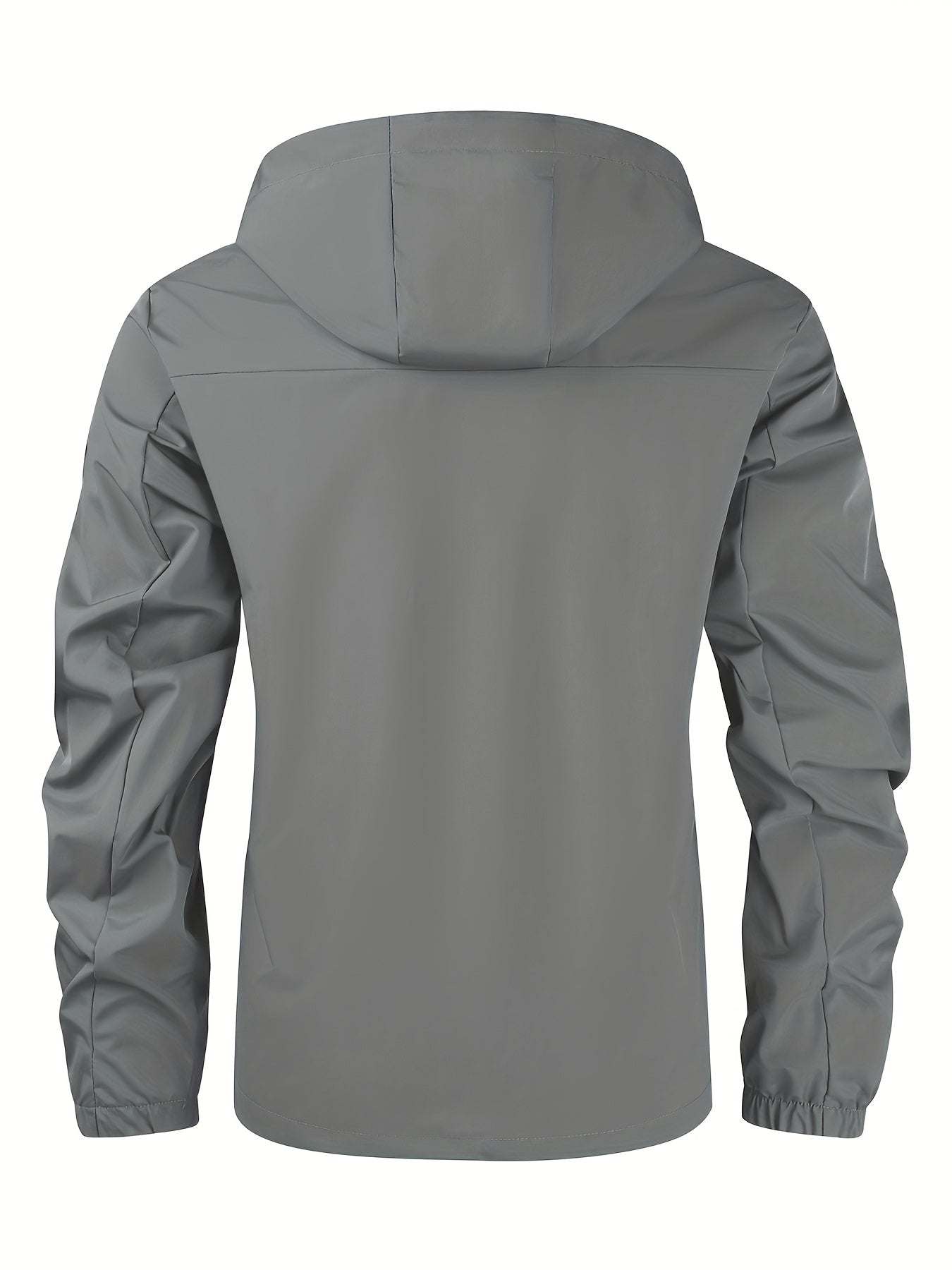 Men'S Stylish Black Hooded Windbreaker Jacket with Zipper Pockets - Casual, Loose Fit, Long Sleeve, Polyester Lining, Perfect for Spring and Fall, Casual Wear Jacket|Hooded Jacket|Zippered Jacke