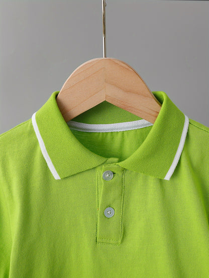 Children's Summer Cotton Polo Shirt with Geometric Print