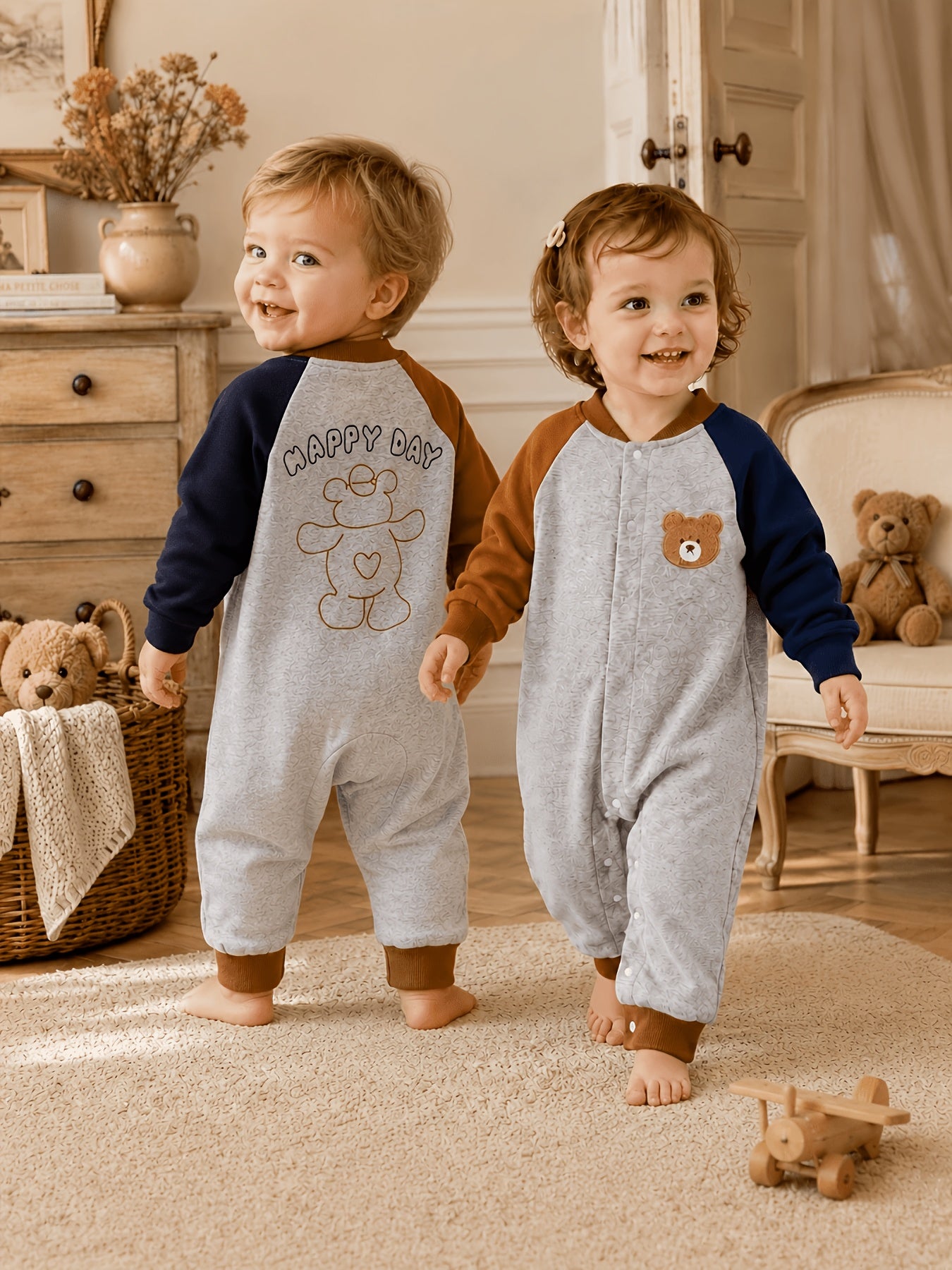 Boys' Cotton Baseball Cartoon Jumpsuit for Spring & Fall 0-18M