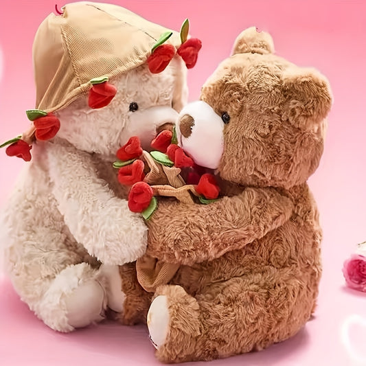 29.97cm Adorable Plush Bear with Hat & Rose - Soft / Stuffed Toy Suitable for Christmas, Gifts for,, Cuddly Companion for Bedtime & Decor