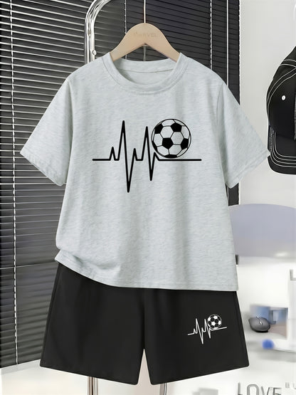 Boys' Casual Cotton T-Shirt and Shorts Set for Spring Summer
