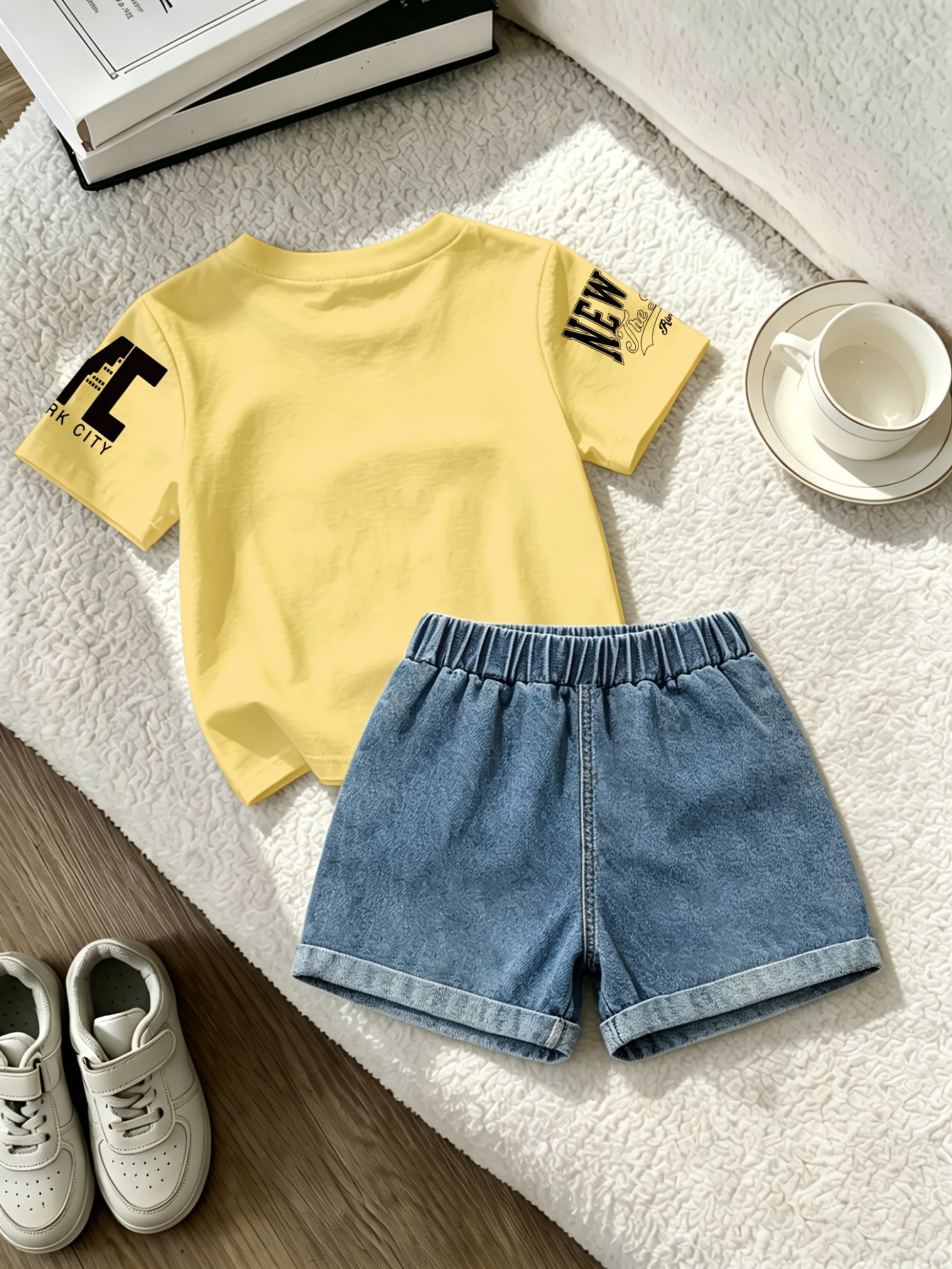 Summer Boys Los Angeles Print T-Shirt & Distressed Shorts Set