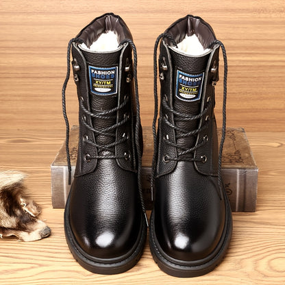 Men's Fleece-Lined High-Top Winter Boots Warm Outdoor Shoes